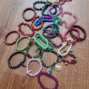 Big Assorted Lot of Energy Beaded Gemstone Bracelets Costume Jewelry